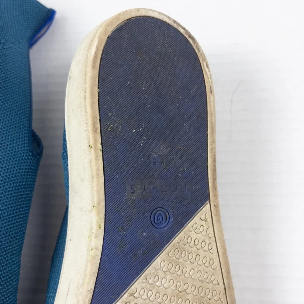 Rothys The Original Slip On Sneaker Womens 8.5 Teal Blue Washable‎ Casual Flat